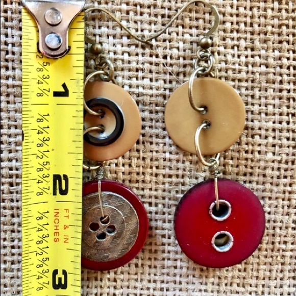 Button Dangle Earrings - Picture 3 of 3